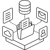 Documentos conectados a una base de datos, la nube, el correo y personas.
